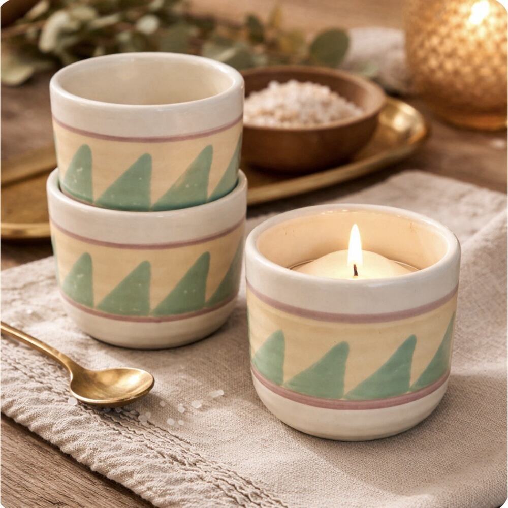 Vtg Treasure Craft TAOS Pottery Cups Southwest Boho Desert Decor Anthropology